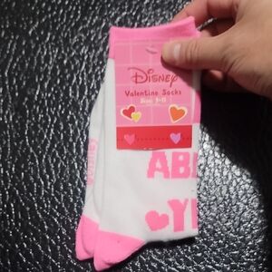 Disney Pink and White Valentine Socks